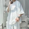 Men's Plus Size Summer Waffle Jacquard Loose Half Sleeve T-Shirt, Round Neck Pullover