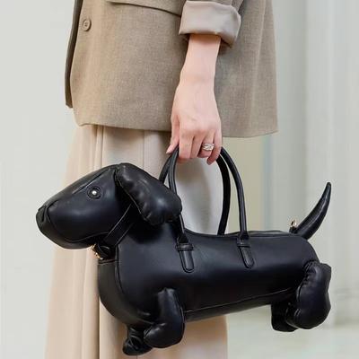 Funny Stuffed Animal Figurine Soft Leather Puppy-Shaped Handbag Shoulder Bag Crossbody Bag