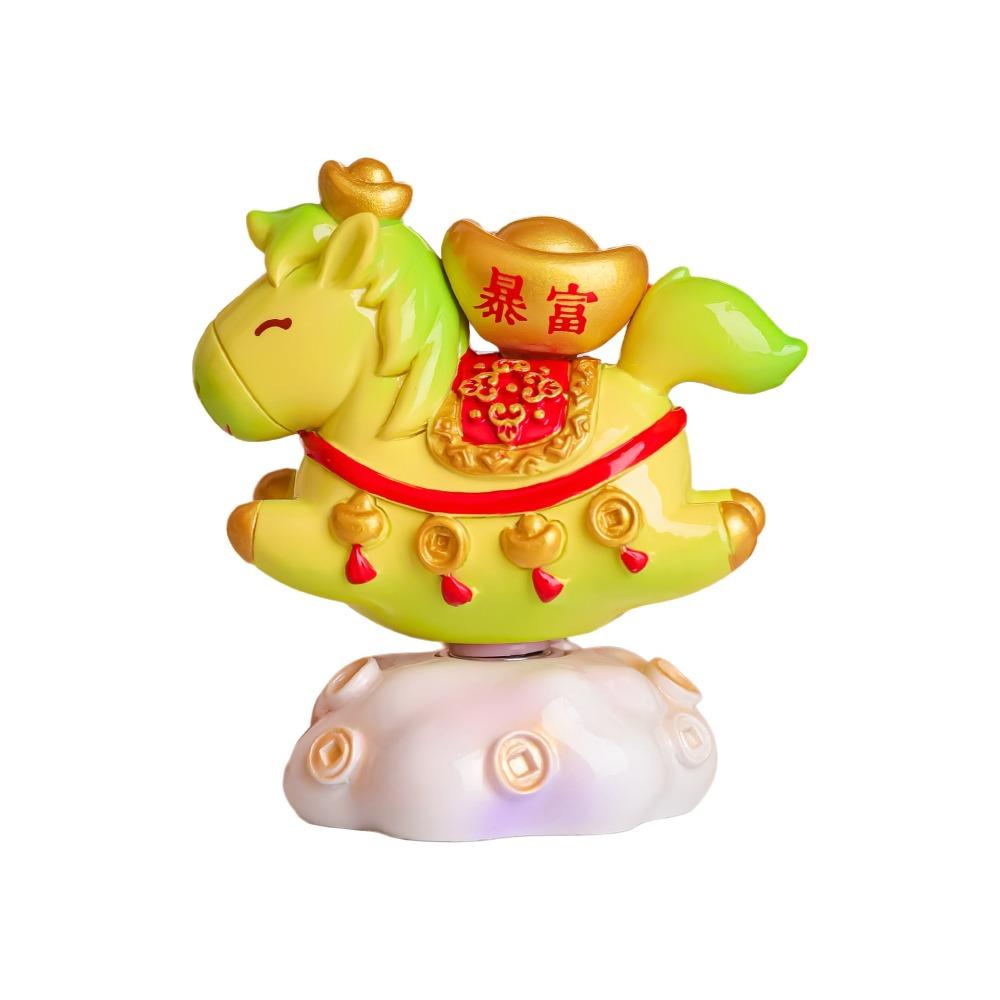 

Resin Horse Shape Ornament Unique Zodiac Horse Figurines Rotatable Pony Figurine Art Collectible зелёный