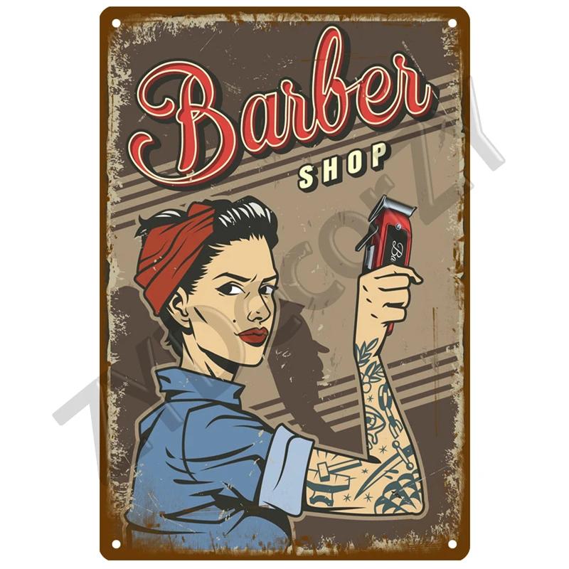 Barber Shop Plaque Metal Sign Vintage For Door Tin Sign Home Interior Paintings Mancave Wall Posters Room Decoration Decor Art
