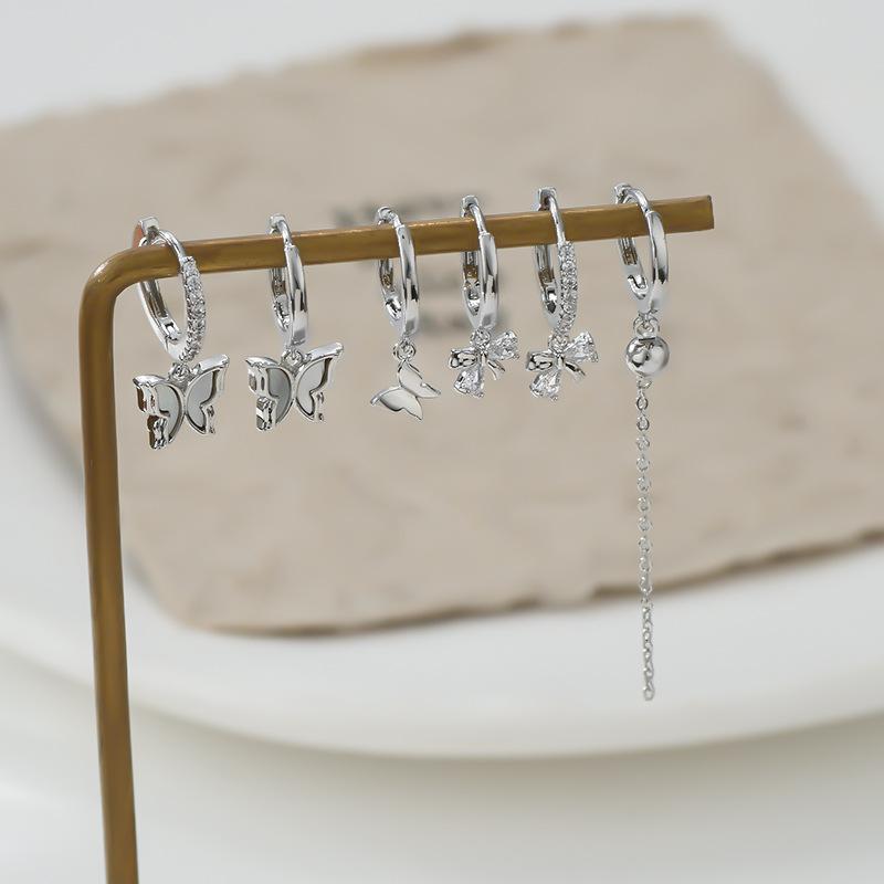 

Пряжка для ушей, три пары сережек-бабочек из ракушек, нежный блеск, циркон, милые серьги, женская пряжка, модные украшения, женские аксессуары для подарков на вечеринку