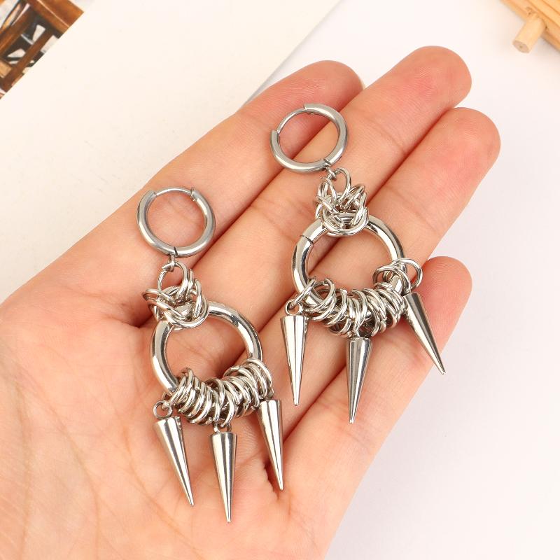 Punk Style Spiked Earrings For Women Men Gothic Cone Pendant Earrings Y2K Grunge Dangle Jewelry Gift
