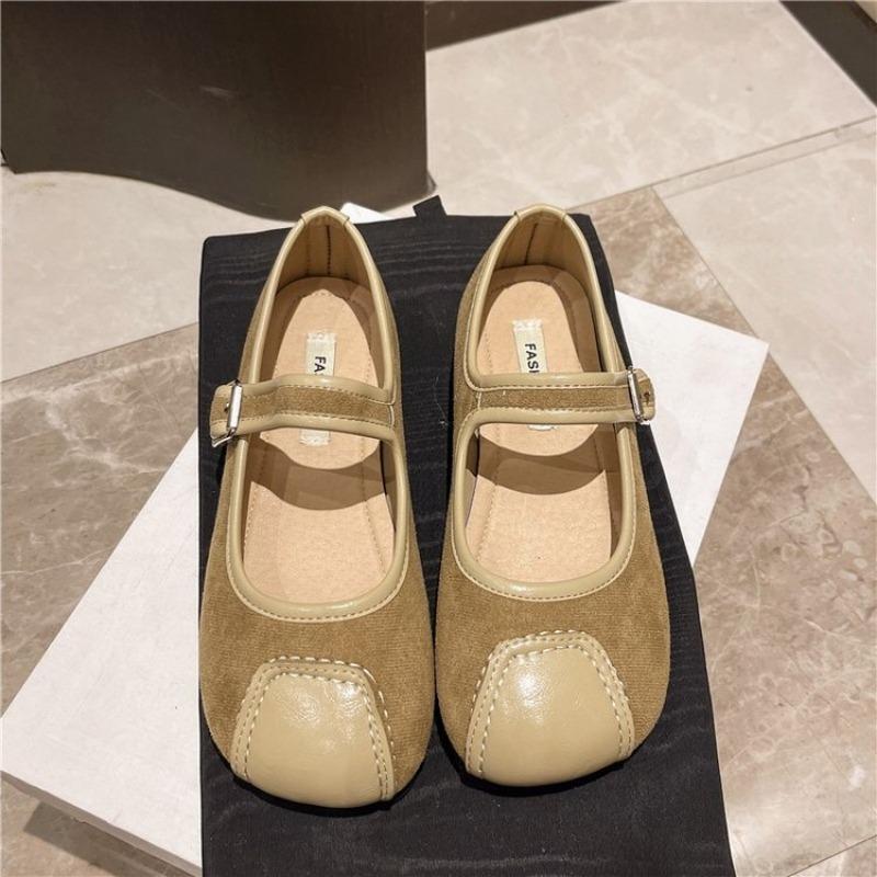 Spring New Flat Shoes Women Fashion Round Head Shallow Mouth Splicing Leopard Print Suede Soft Sole Non-slip Single Shoes