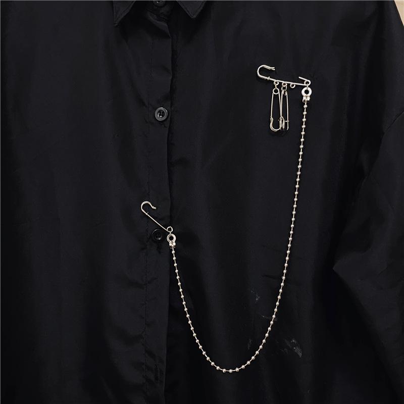 Metal Tassel Pin Chain Brooch For Women Men Suit Shirt Lapel Pin Clothing Accessories Jewelry Gift