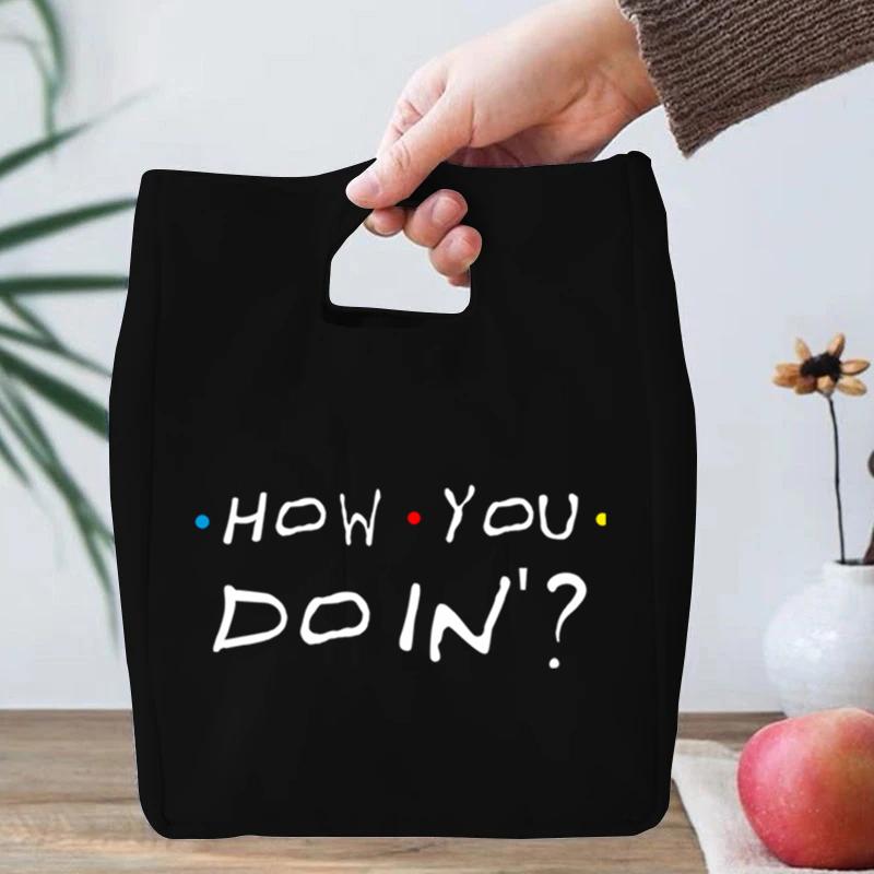 Bolsas de Almuerzo con Estampado de Friends Central Perk para Mujeres Hombres Bolsas Tote Portátiles Aisladas Serie de TV Friends Bolsas Térmicas para Alimentos Eco para Niños