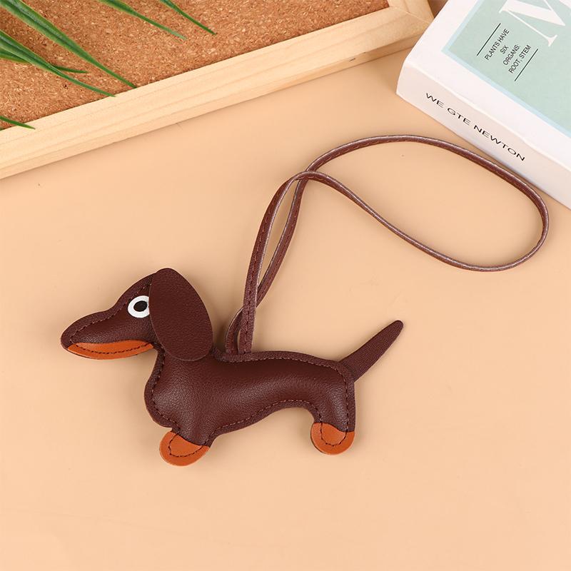 1Pc Men'S Car Dachshund Keychain Pu Leather Dog Keychains  For Women
