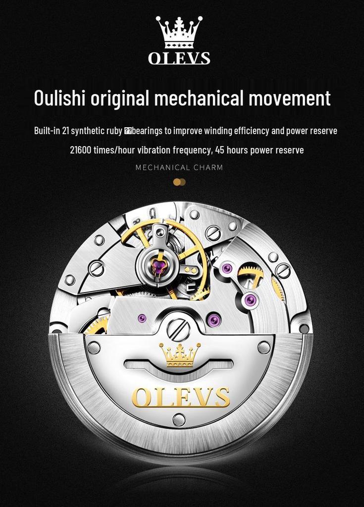 Oulishi Olevs Dual Calendar Automatic Mechanical Men's Watch - Popular Douyin Hot Seller