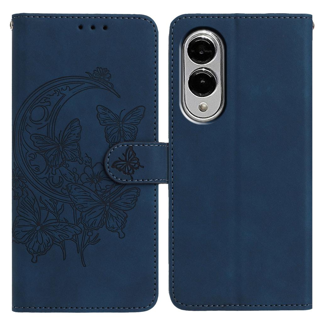 Für Samsung Galaxy S25 Edge Hülle Schmetterling Blume Geprägt PU Leder Brieftasche Ständer Handyhülle