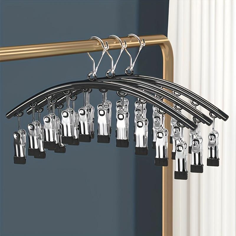 1PC curved multi-clip hanger with 10 non-slip clips and rubber coating -