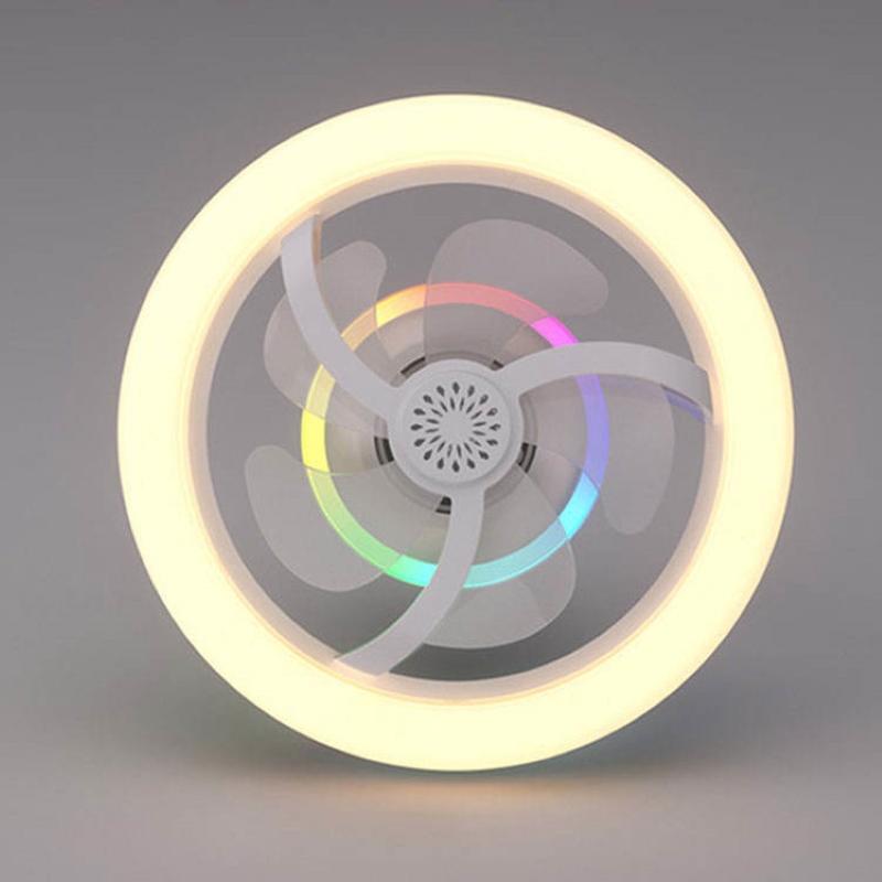 360°Rotating E27 Ceiling Fan Light with Remote Control RGB Dimmable LED Ventilator Lamp for Home Bedroom Living Room AC85-265V