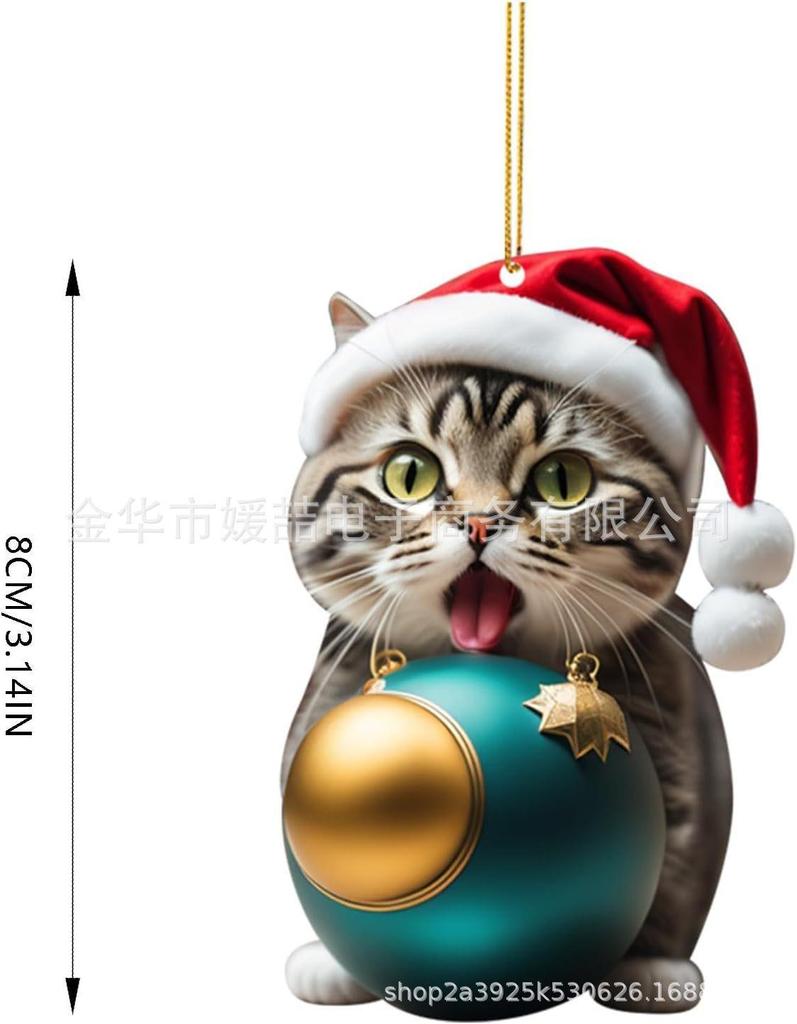 New Christmas Cute Kitten Pendant Christmas Tree Cat Hanging Oranment New Year 2024 Gift Xmas Decoration For Home Decor