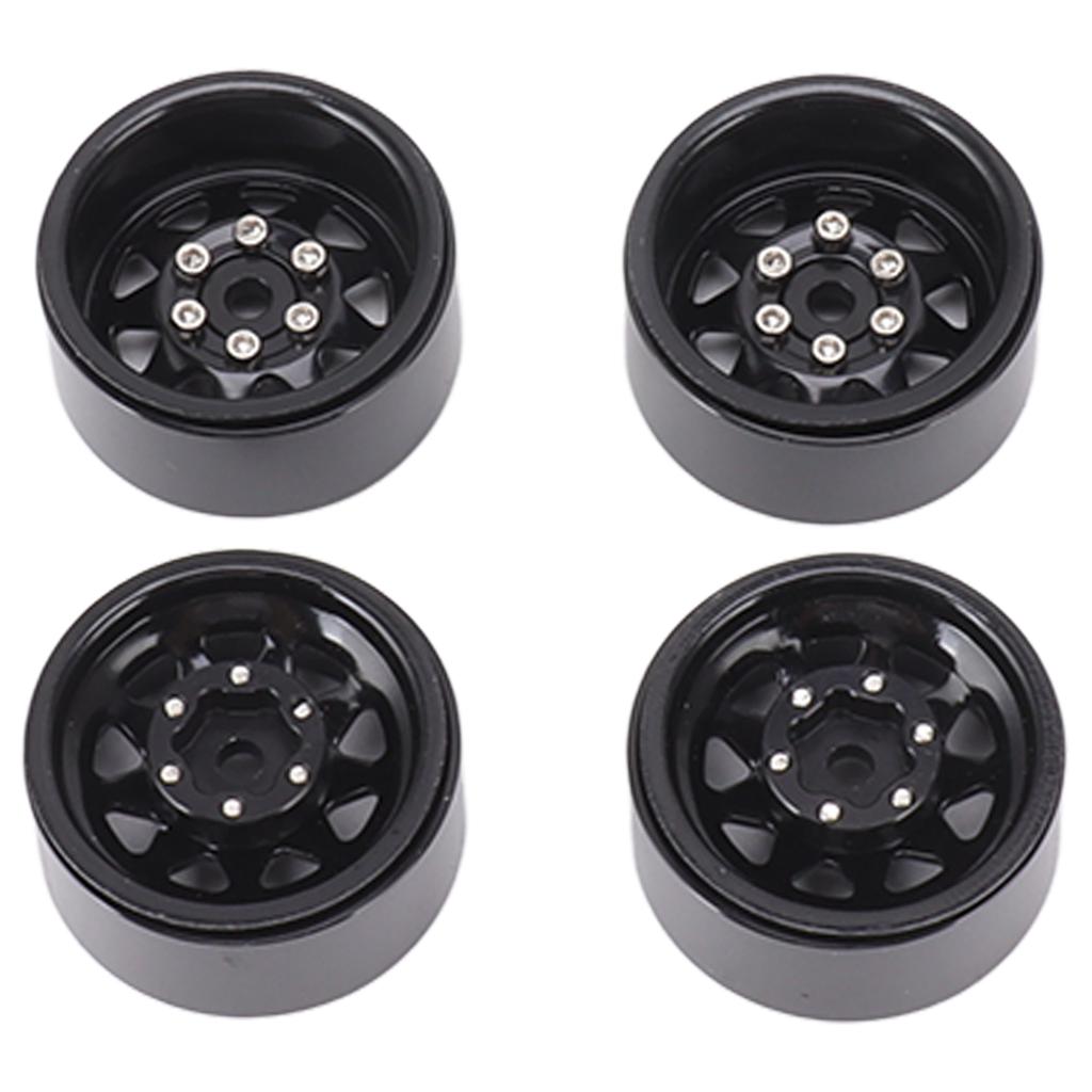 4Pcs Beadlock Wheels 1in Deep Groove Universal for Traxxas ATV RC Car Body Parts with Screws Black