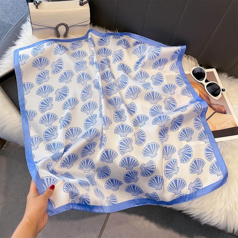 70x70cm Lightweight Silk-Look Square Scarf Women French Chic Hair Band Office Accessory Viscose 96%