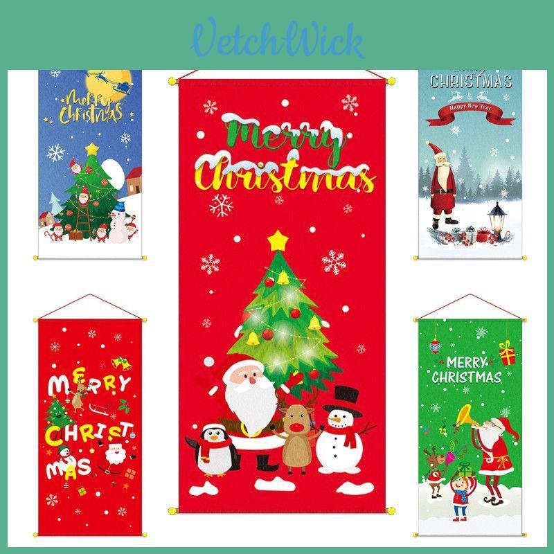 Merry Christmas Hanging Flag Decor Xmas Home Outdoor Party Window Decoration