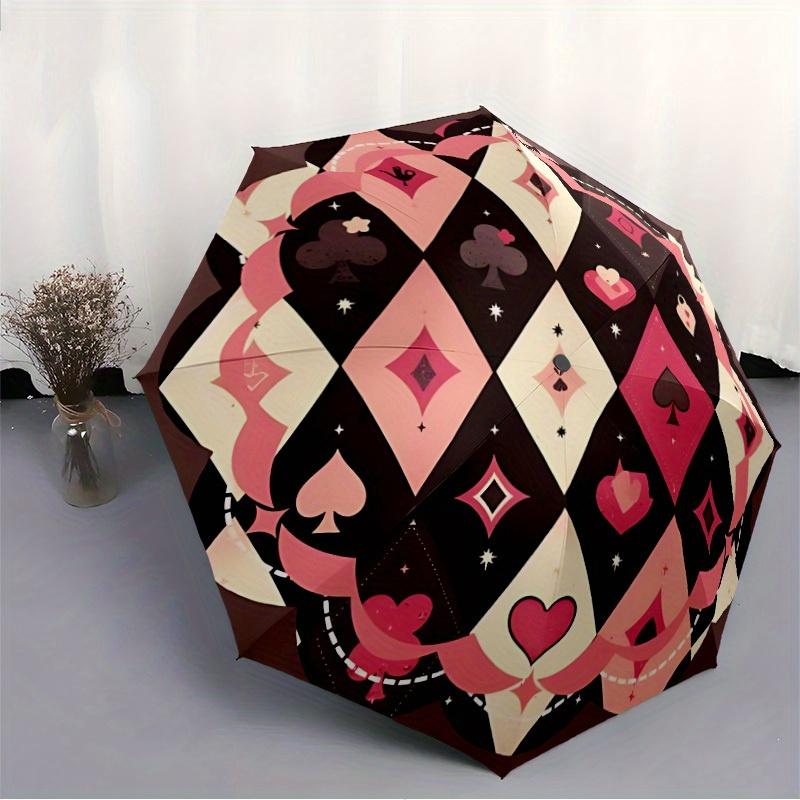 1pc Pink Plaid Pattern Automatic Open/Close Umbrella, Portable Folding umbrella for Everyday Use yy250826029