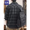 ROMON Men's Casual Plaid Thickened Shirt Jacket