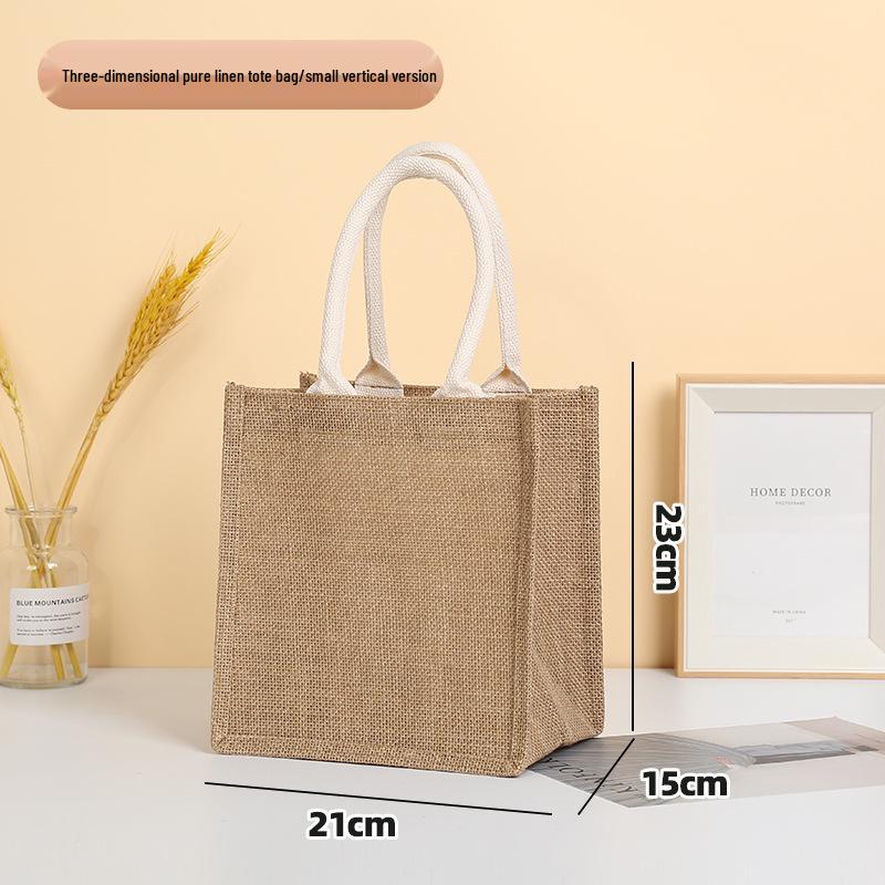 Custom Logo Hand-Painted Tote: Jute, Canvas, Cotton & Linen Handbag, Burlap DIY Lunch Box Bag