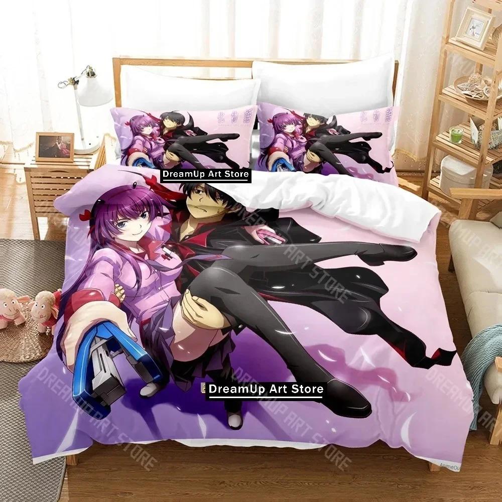 3D Print Bakemonogatari Bedding Set Single Twin Full Queen King Size Bed Set Adult Kid Bedroom Duvetcover Sets Anime Bed Sheet