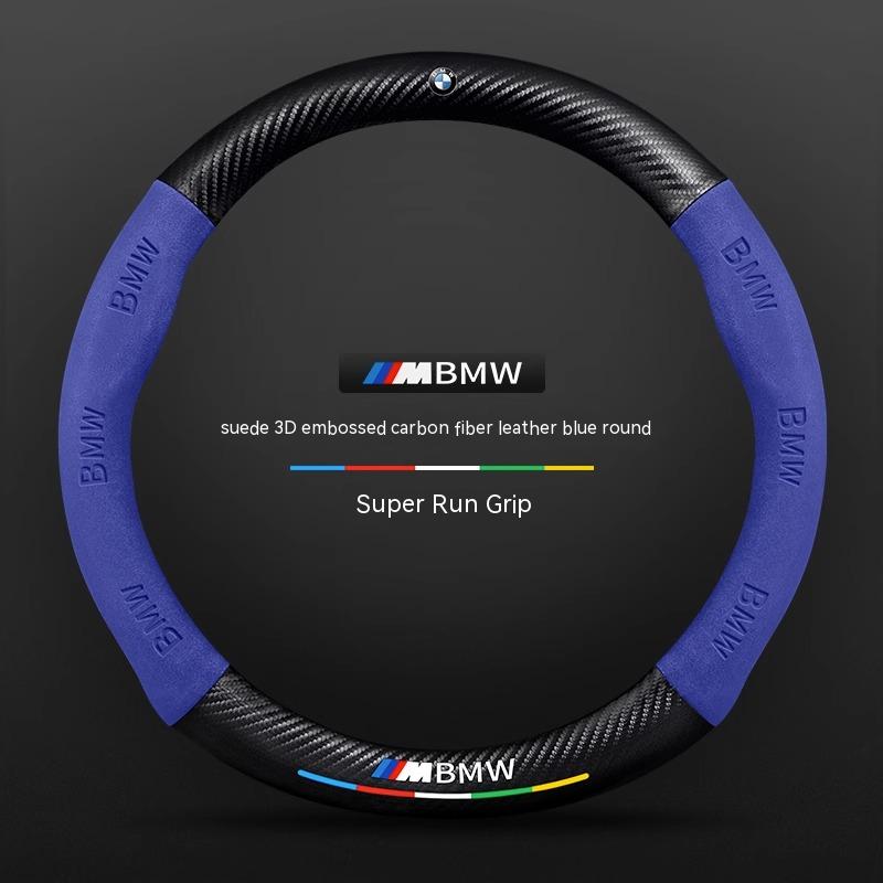 For BMW M X1 X3 X5 X6 G20 G30 E36 E39 E46 E87 E92 F10 F15 F20 F25 F30 Carbon Suede Leather Car Steering Wheel Cover Accessories