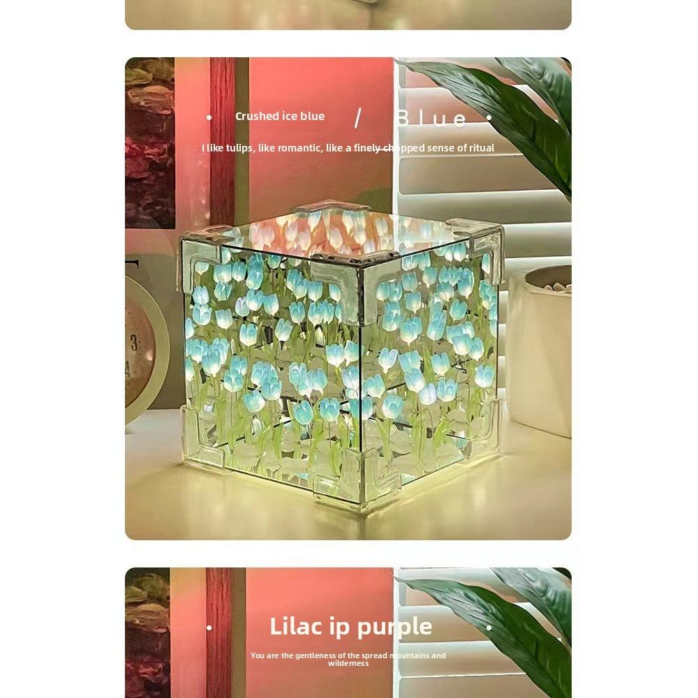 Tulip Night Light Girl Gift for Girlfriend DIY Material Handmade Flower Sea