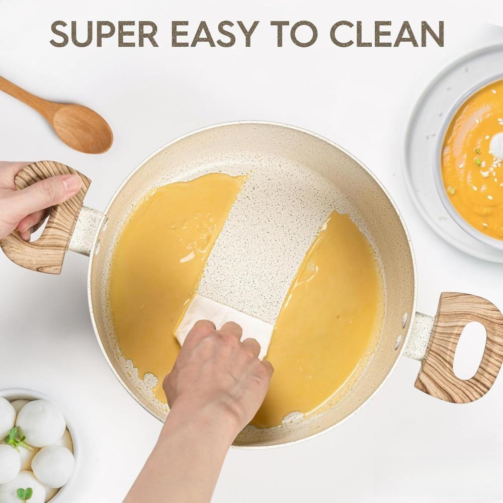 Nonstick Stock Pot Cooking Pot Aluminum, Soup Pot with Lid Non Stick Pot with Stay-cool Handle Non-Toxic Healthy Cooking