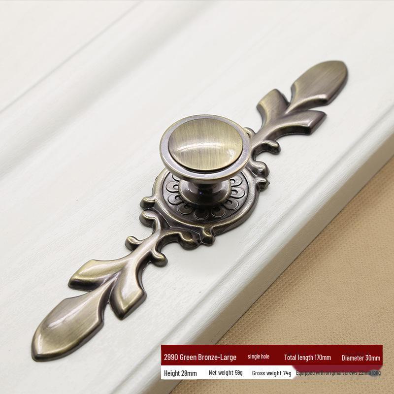 

Антикварная ручка для ящика и шкафа из зеленой бронзы с одним отверстием, в китайском и европейском стиле