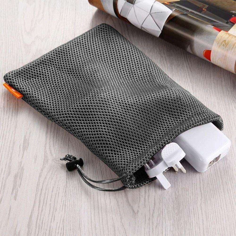 Siateczkowy woreczek ze sznurkiem do przechowywania Nylonowy woreczek Nowe pudełko na słuchawki Kabel do transmisji danych Ładowarka