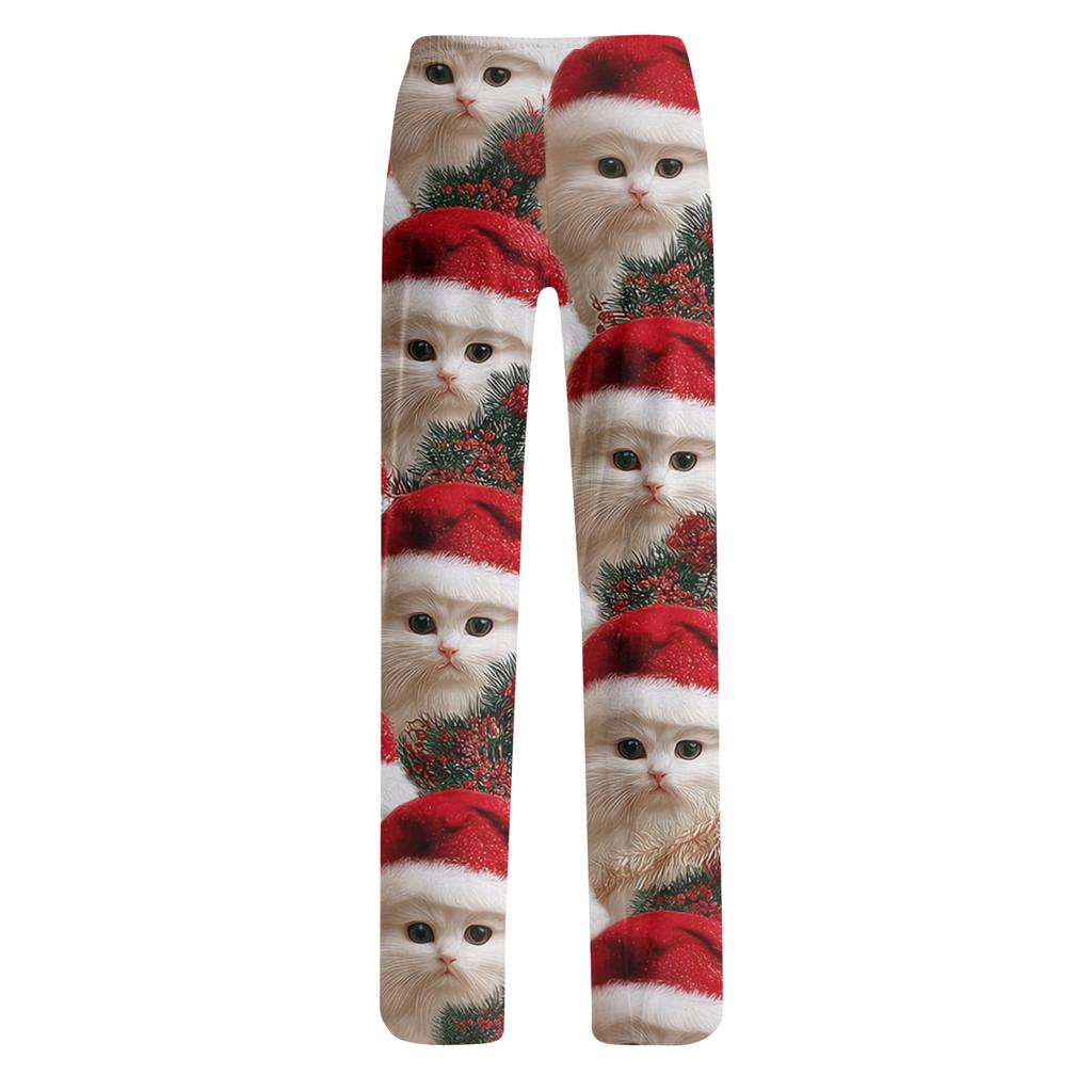 Dámské ležérní kalhoty se stahovací šňůrkou s vánočním potiskem