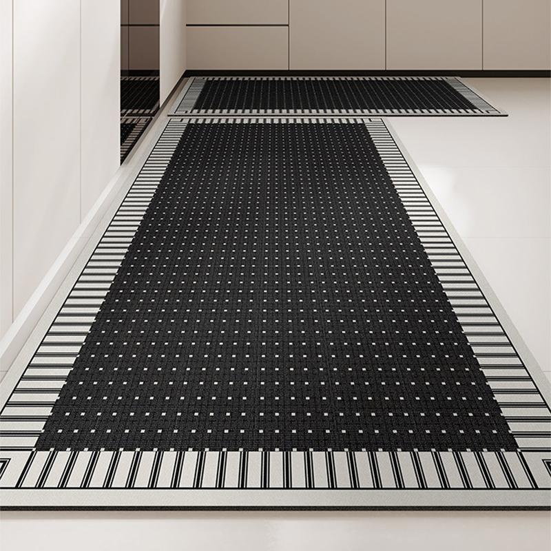 Mat for Kitchen Waterproof Carpet Runner Rug Pvc Leather Anti-slip Floor Mats Long Carpets Black Luxury Home Decoration Rugs