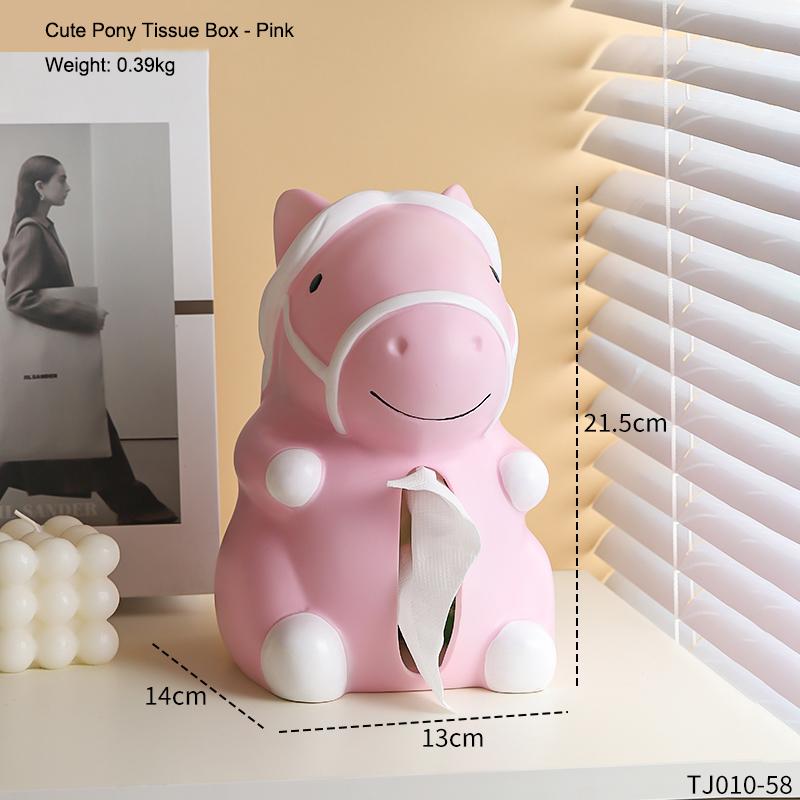 Cute Pony Tissue Box Home Living Room Decoration Ornament Horse Tissue Box Kitchen and Bathroom Storage Supplies Gift