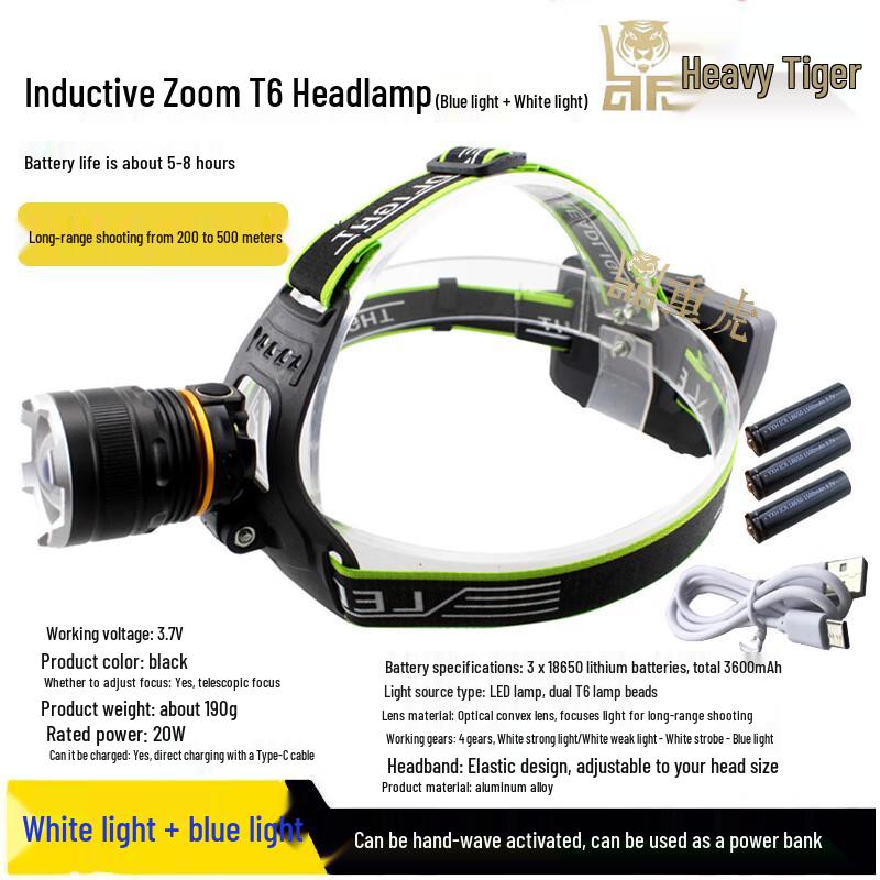 

Dual T6 White & Blue Light Sensor Fishing Headlamp
