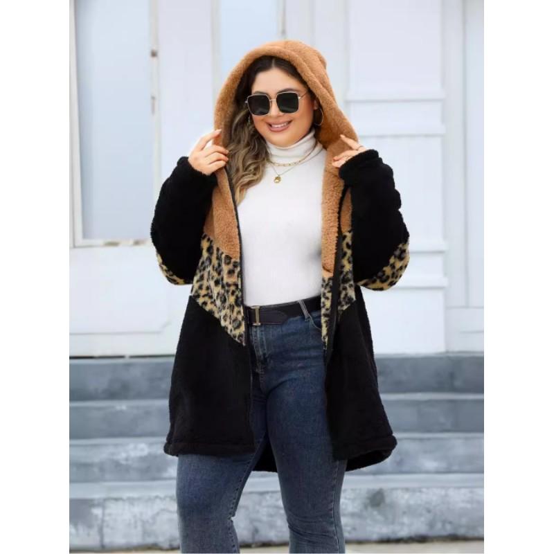 

Женская осенне-зимняя плюшевая куртка с цветными блоками M