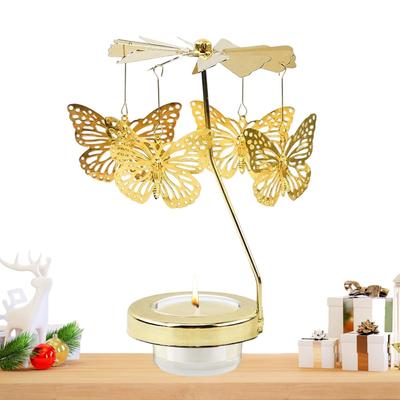 Christmas Aromatherapy Carousel Candles Holder Christmas Rotary Gold Carousel Candle Spinner Metal Tea Lamps Home Decor