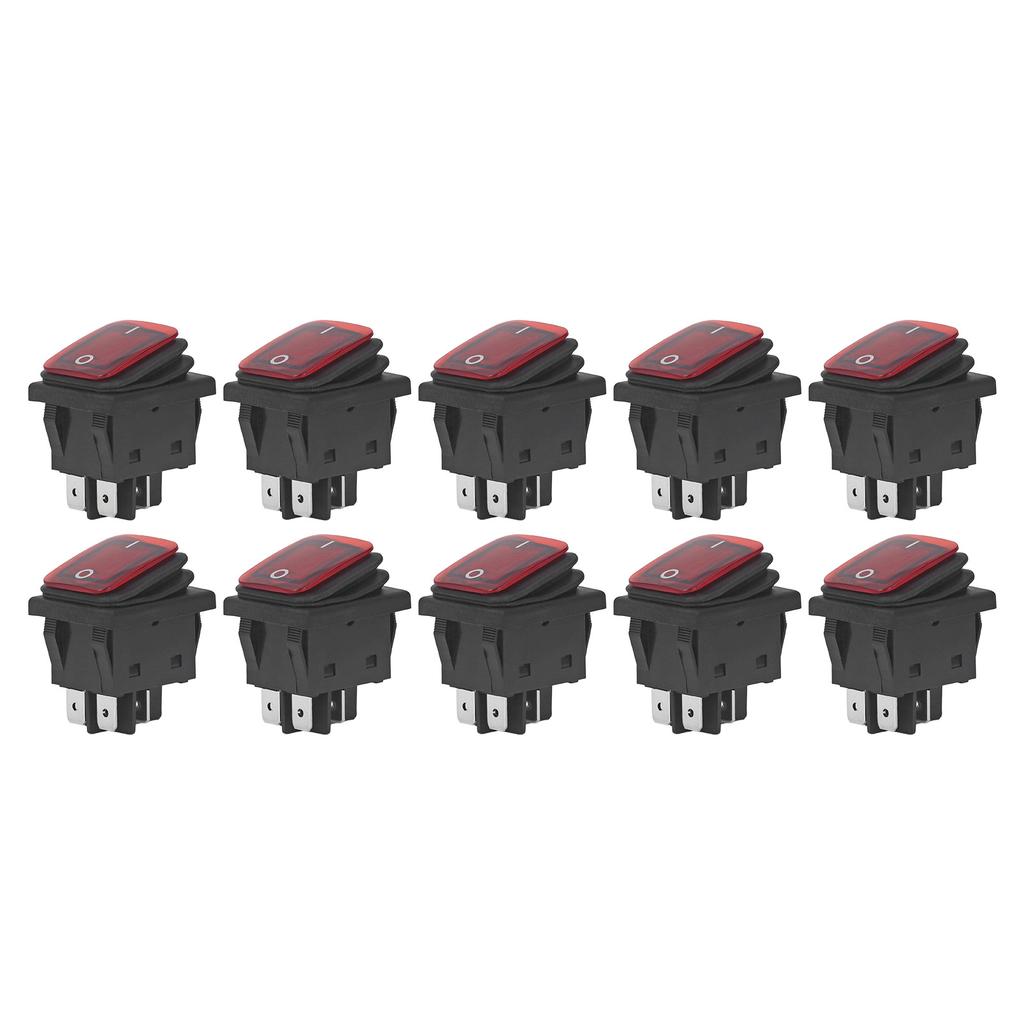 10 buc întrerupător basculant cu 2 poziții, pornit/oprit, 30A AC 125V 250V, pentru barcă, cu lumină LED, 4 pini