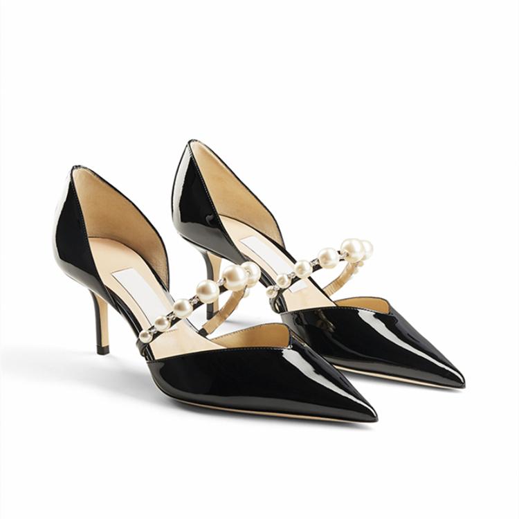 Fashion Star-Style Luxury Pearl Rhinestone Patent Leather Pointed-Toe High Heels For Women Women'S Party Wedding Shoes