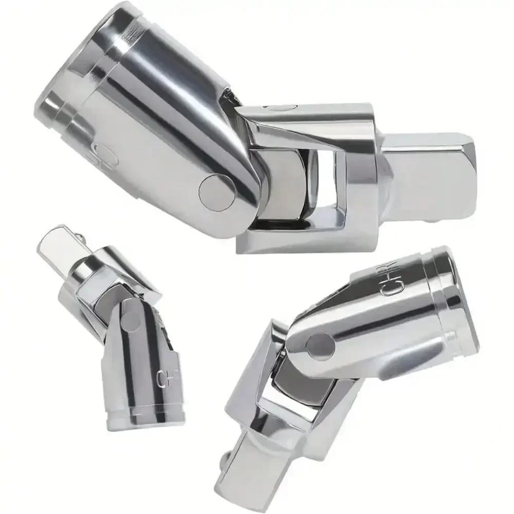 Sleeve Steering Conversion Head - 1/4", 3/8", 1/2" Universal Joint Sleeve & Socket Wrench Set (Universal Joint Tools)