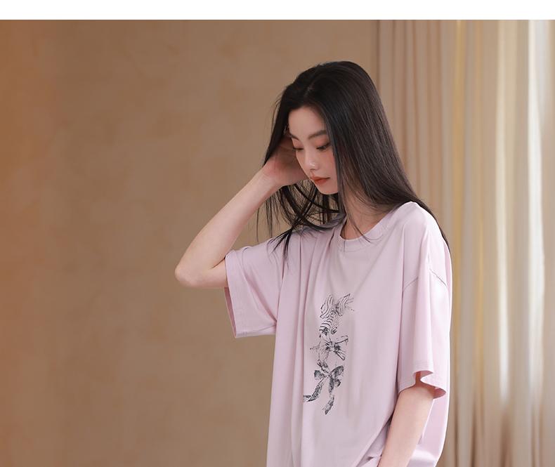 Xuan Liang Pajamas Women's Summer Modal Cotton Short Sleeved Seven Quarter Pants Casual Outerwear Ice Silk Cool Home Furnishing Set