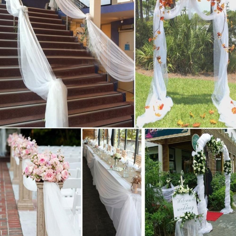 500*48cm Tulle Roll DIY Gauze Organza Fabric Garden Party Stairs Chair Back Decoration