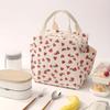 Corduroy Insulated Lunch Bag Large Capacity Reusable Tote With Handles And Zipper Multifunctional Durable Bento Box Carrier Floral Pattern Neutral