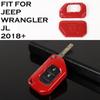 Red Key Skin Protector Fob Cover Case Shell Trim For Jeep Wrangler JL JT 2018+