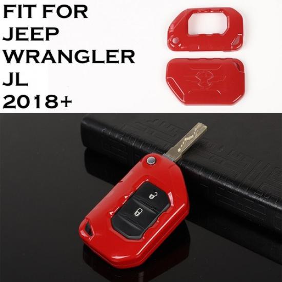 Red Key Skin Protector Fob Cover Case Shell trim For Jeep Wrangler JL JT 2018+