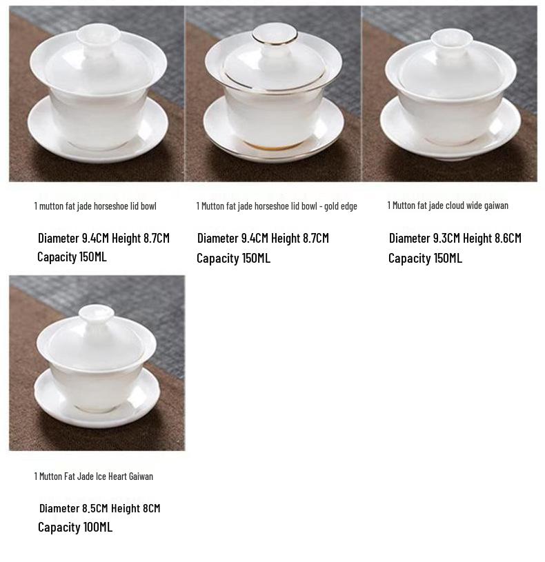 Dehua White Porcelain Gaiwan: Thin Body Sancai Tea Bowl for Kung Fu Tea, Large Ceramic Cup for Home Brewing