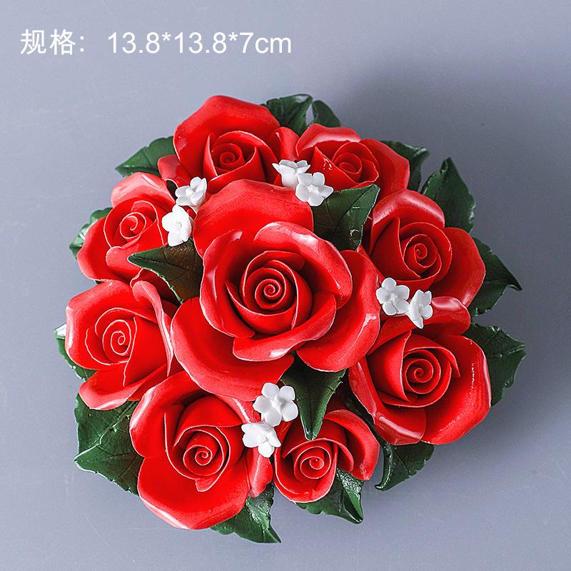 Ceramic Handmade Rose Ornament Home Decoration Handmade Ceramic Flower Ornament Living Room Flower Crafts Wedding Decoration