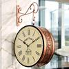 (12 INCH - Two Side Roman Numbers) Vintage Clock Handcrafted Double Side Clock , Rose Gold Finish, Floral Design, Iron
