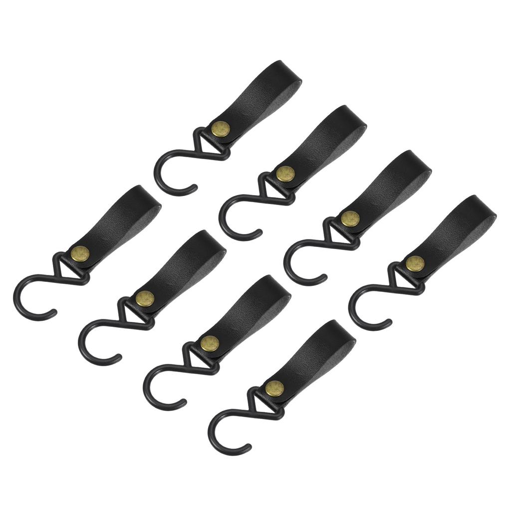 8pcs Leather S Hooks Camping Hook Hanger Multipurpose S-Shaped Hangers for Outdoor Picnic Hanging Pots Pans Utensils For Kitchen