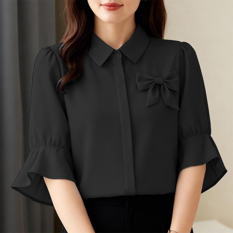 ZANZEA Women Casual Turn Down Collar Solid Color Half Sleeve Blouse