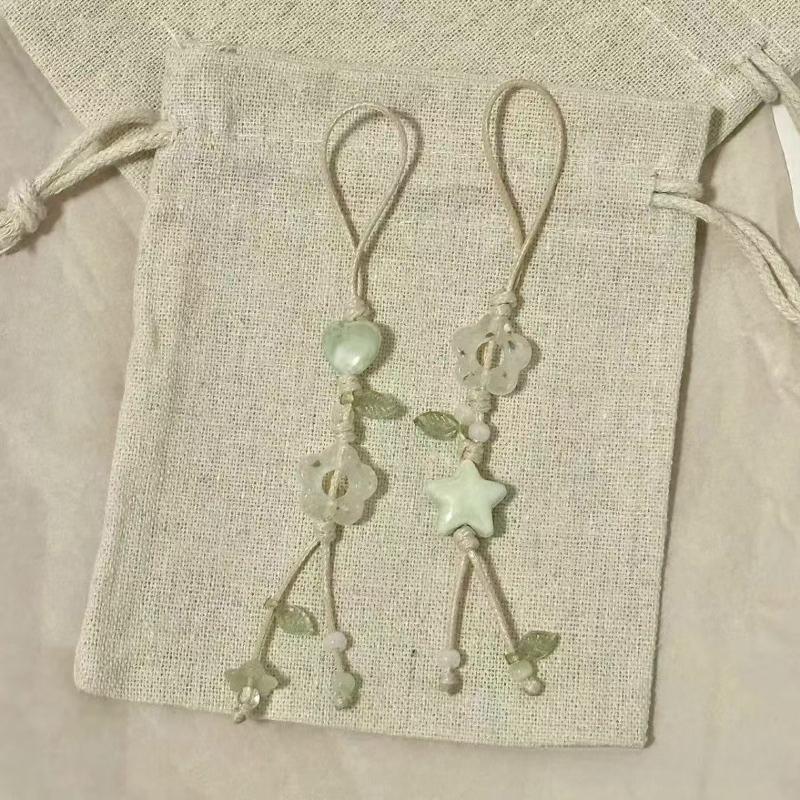 Ceramic Star Pendant Keychain Art Flower Phone Chain