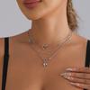 INS light luxury sexy style smart love pendant double silver chain simple fashion necklace