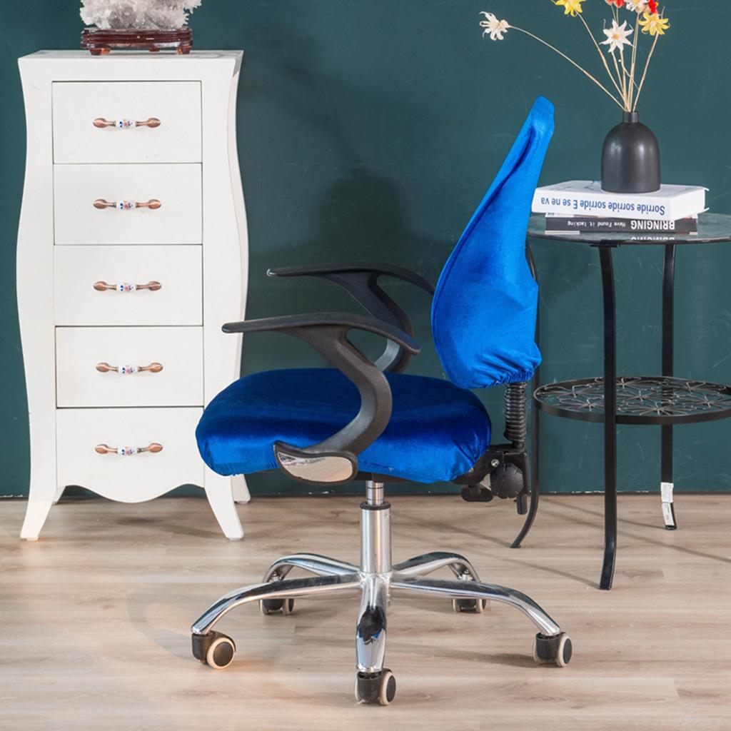 

Velvet Elastic Office Computer Chair Cover with Backrest Seat Slipcover for Home Dining Room