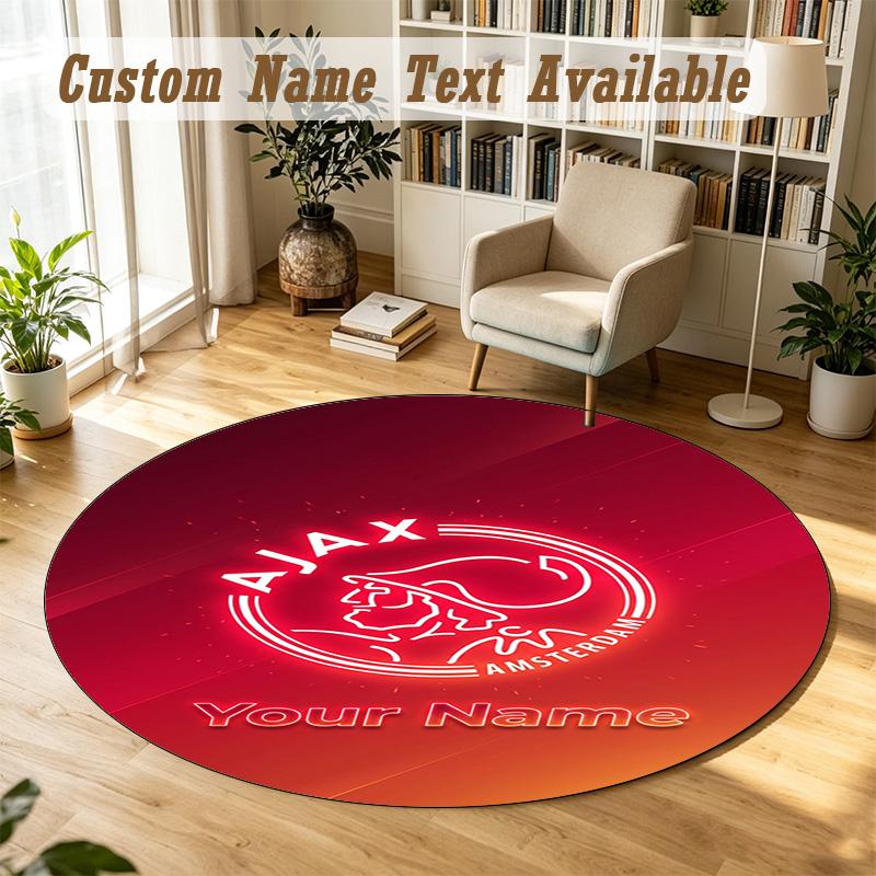Round Rug Custom NameAjax Amsterdam Pattern Non Slip Carpet Home Floor Decor